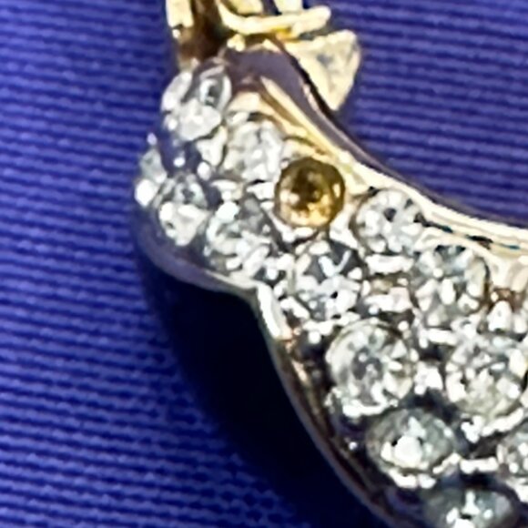 VTG Kenneth Lane Gold-Tone, Black Enamel & Clear Crystal Clip Earrings - Picture 12 of 16